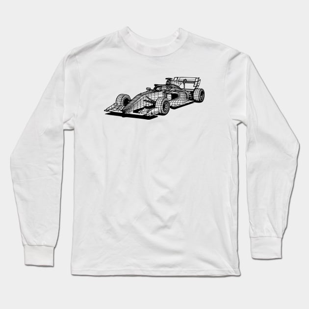 Formula 3 Car Blueprint Sketch Art Long Sleeve T-Shirt by DemangDesign